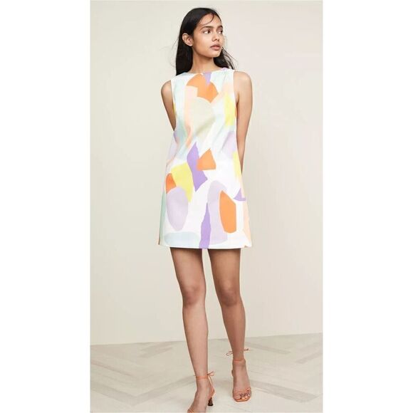 Alice + Olivia Mini Dress Cotton Clyde Printed A-Line Shift Size 14 NEW $285 - Picture 1 of 7